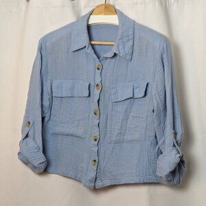 Sky Blue Linen Top